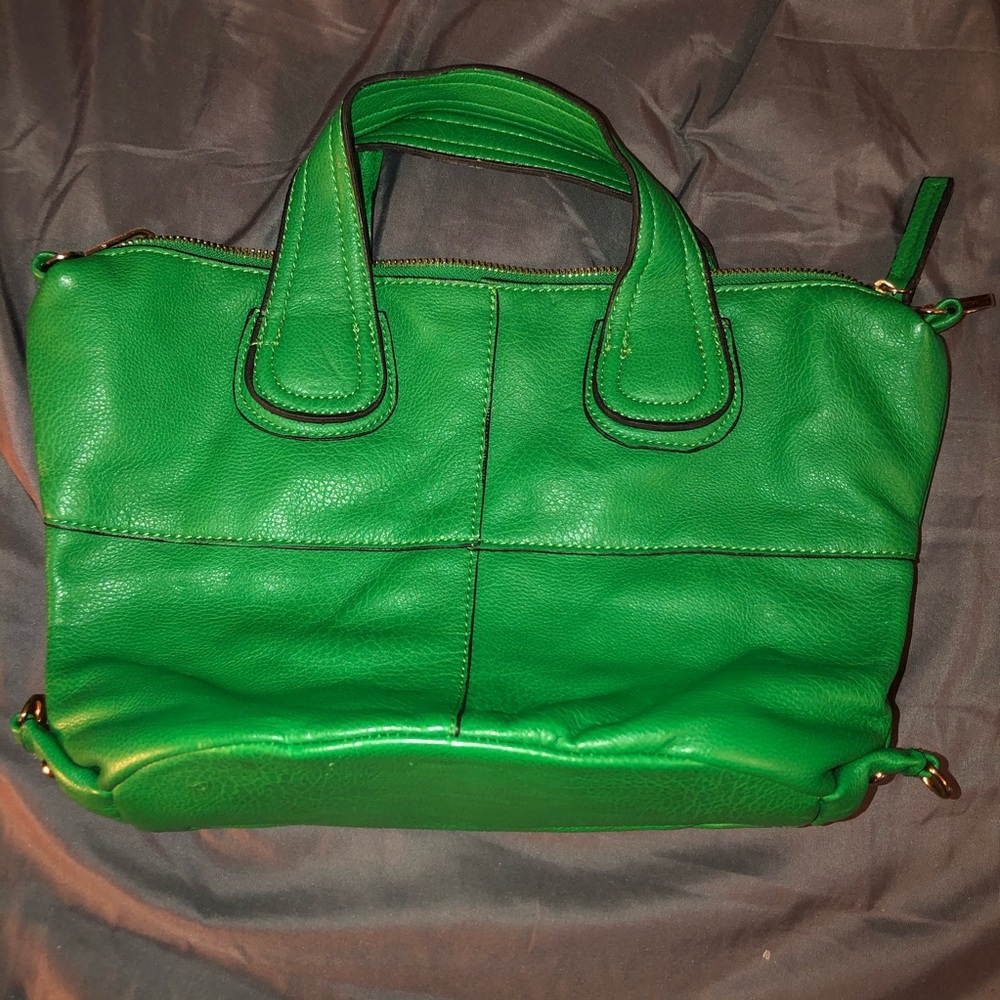 Green vegan leather bag as is strap not available